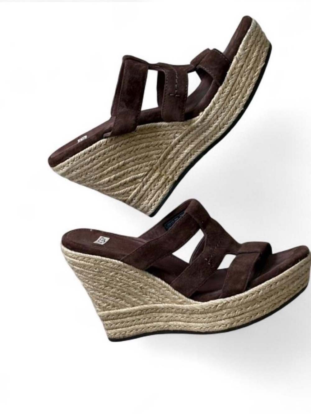 UGG Brown Suede Espadrille Wedge Sandals